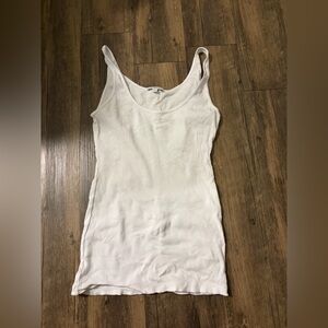 James Perse Women's Daily Ribbed Knit Scoop Neck Tank White 2